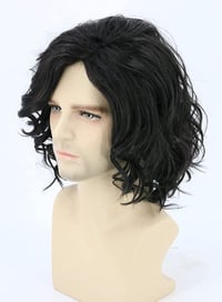 Topcosplay Férfi Rövid Fekete Göndör Paróka - Hőálló Műhaj Jelmezekhez, Halloweenhez, Cosplayhez, 58-62 cm Fejkörfogathoz 3