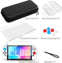 Nintendo Switch OLED védőtok és kiegészítő szett, átlátszó dokkolható tokkal 8