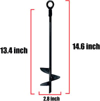 Jayzod Trambulin Rögzítő Készlet - 38 cm Spirál Talajhorgony Szett 4 db, Fúróval Telepíthető, Erős Szél Ellen, Fém Hintákhoz, Fekete 2