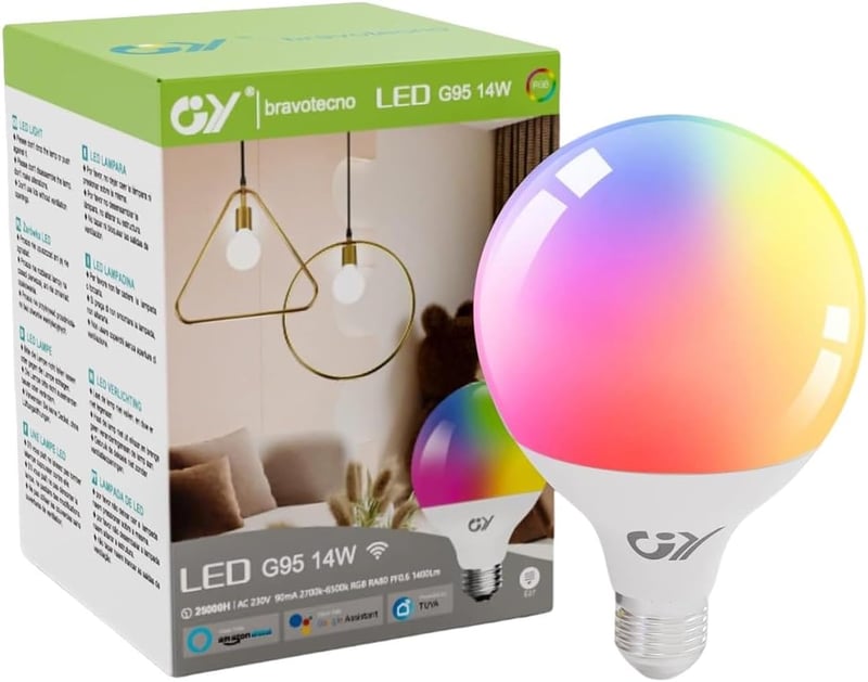 GY Alexa-kompatibilis E27 RGB okosizzó, 14W, Google Home-mal is működik - 1 pc., Wifi-g150-23w