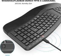 Seenda ergonomikus vezeték nélküli billentyűzet, USB-s, német kiosztású, fekete 7