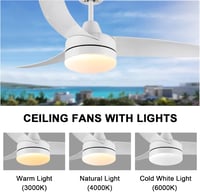 CJOY 132 cm-es Mennyezeti Ventilátor Világítással - Fehér, Csendes DC Motor, Távirányítós, Fényerőszabályzós, 6 Sebességes, Energiatakarékos 4