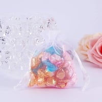 PandaHall Elite Fehér Organza Ajándéktasak Szett - 100 db Matt Ékszertasak Esküvőre, Karácsonyra - Húzózsinóros Ékszertartó Tasak 10x8cm 5