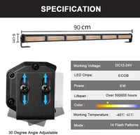 Dinfu 14 LED-es Villogó Tetőfény Autóhoz - 88,9 cm Sárga Figyelmeztető Lámpa, 14 Üzemmód, IP65 Vízálló, COB LED Technológia, Mentő/Építkezés 2