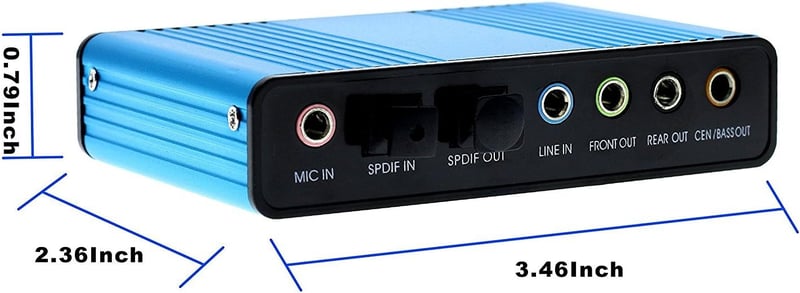 LEAGY 6 csatornás külső USB hangkártya, 5.1 surround, kék