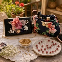Perlová kabelka: clutch + organizér + 1100x korálky + 20x sponky 1
