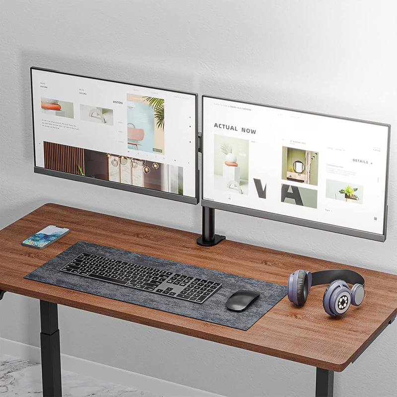WALI Kettős Monitortartó Állvány - Állítható, 27"-ig, 10kg Teherbírás, 360° Forgatható, Dönthető, Asztali Rögzítés, Fekete (WL-M002)
