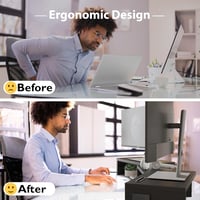 BONTEC Dupla Monitor Állvány - Állítható Magasságú és Szögű Fa Asztali Szervező Telefontartóval, Kábelrendezővel PC Monitorhoz, Laptophoz, 5 3