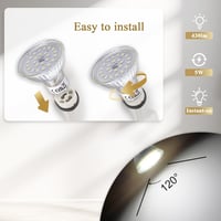 DiCUNO GU10 LED Izzó 5W - Hideg Fehér 6000K, 430lm, 120° Szórási Szög, 50W Halogén Helyettesítő, Energiatakarékos MR16 Spotlámpa, Beltéri Ha 6