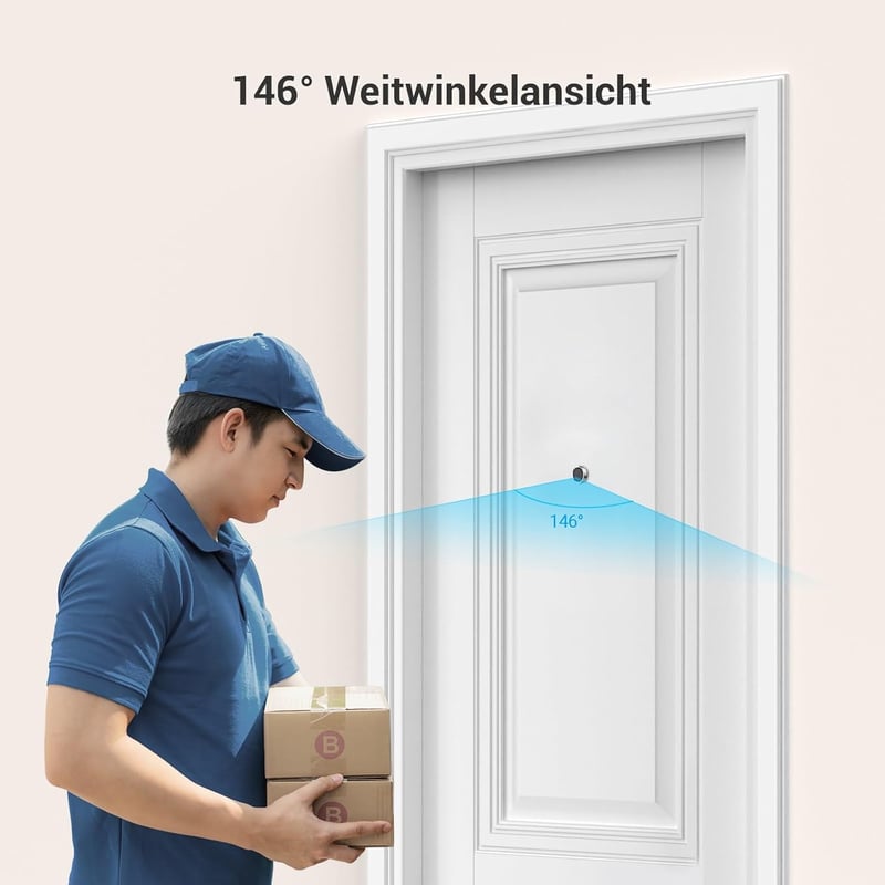 EZVIZ CP2 WiFi Ajtókémlelő 4,3" Színes Kijelzővel - 2MP Vezeték Nélküli Videós Kaputelefon 146° Látószöggel, 2200 mAh Akkumulátorral, Időjár