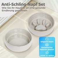 Skrtuan Kerámia Kutyatál Szett - 2 db 450 ml-es Etető és Lassító Tál Kisméretű Kutyáknak és Macskáknak, Mosogatógépben Mosható, Cseppmentes 6