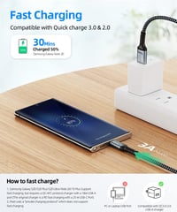 SUNGUY USB 3.0 - USB C Gyorstöltő Kábel 30cm, 5Gbps Adatátvitel, Univerzális 5