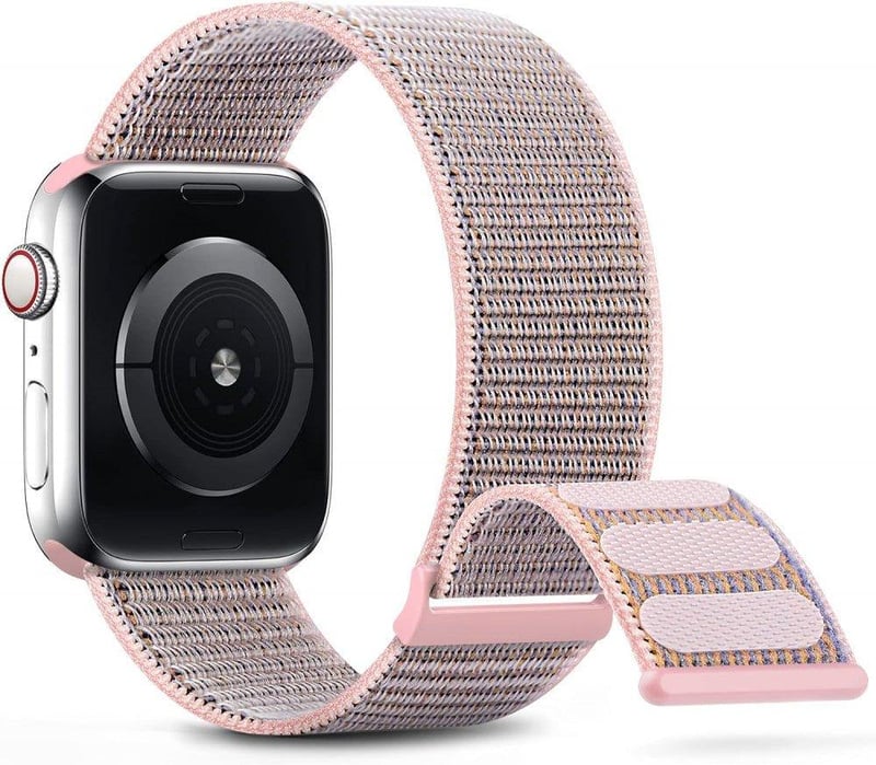 Apple Watch 44/45mm Rózsaszín Légáteresztő Nylon Sportszíj