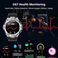 Férfi okosóra telefonos funkcióval, 1,5" HD kijelző, 15 napos akku, 123 sportmód, IP68 vízálló, taktikai sportóra iOS/Android-hoz 5