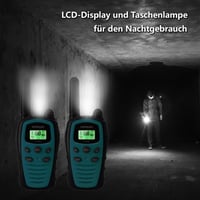 HUNICOM Walkie Talkie Adóvevő 5 km Hatótávval - 16 Csatornás PMR446 Kézi Rádió LED Lámpával, VOX Kéz Nélküli Funkcióval, Kék 5