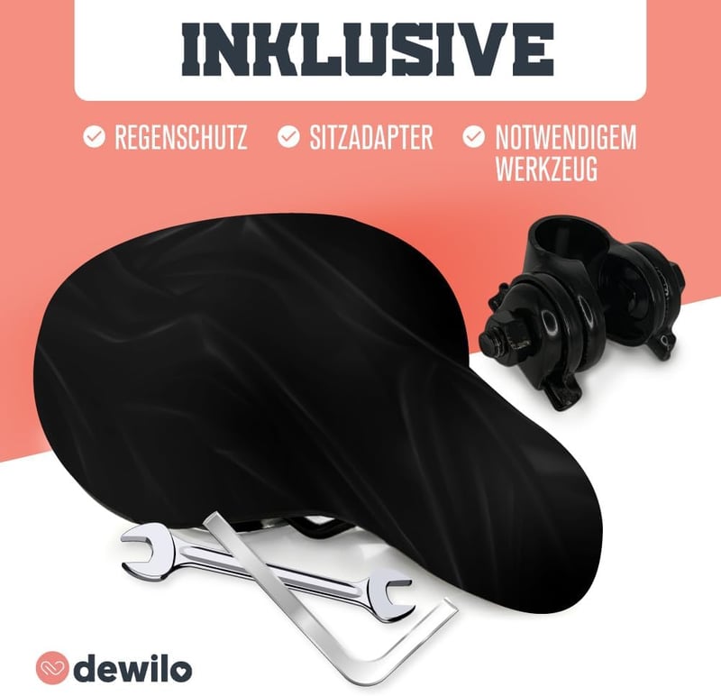 Dewilo Kényelmes Unisex Kerékpárnyereg Esővédővel és Szerszámmal - Trekking, MTB, Országúti