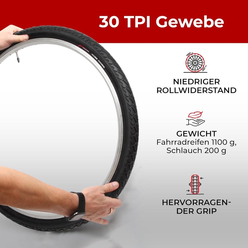 Fincci 26 x 1.95 Slick Kerékpár Gumi Szett Schräder Szelepes Belsőkkel, 3mm Defektvédelemmel - Városi, Országúti, MTB és Hibrid Biciklikhez