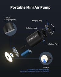 FlexTailGear Mini Pumpa 2024: 4kPa Elektromos Felfújó és Leeresztő Kempingpumpa Lámpával, USB-s 2