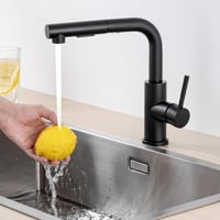 Lonheo Fekete Alacsony Nyomású Konyhai Csap Zuhanyfejjel és Kihúzható Csővel 8