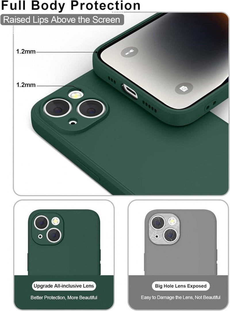 iPhone 14 Szilikon Tok Mikroszálas Béléssel, 2db-os Szett Fekete-Zöld