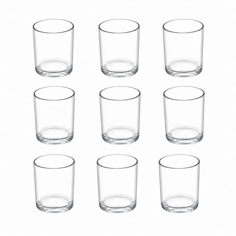 ASOENTIWOX Set prozirnih staklenih svijećnjaka, 9 komada - Ø 4,5 cm x V 6 cm, staklene čašice za svijeće za blagdansku dekoraciju stola