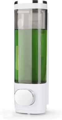 goldenwarm Fali Adagoló 300ml - Fekete-Fehér Műanyag Szappanadagoló Fürdőszobába és Konyhába - Fúrás Nélkül Felszerelhető Sampon és Tusfürdő 1