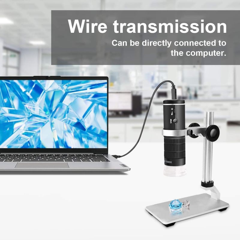 Cainda WiFi Digitális Mikroszkóp - 1080P HD Felvétel, 50-1000x Nagyítás, iOS/Android/Windows/Mac Kompatibilis, LED Világítással, Fém Állvánn