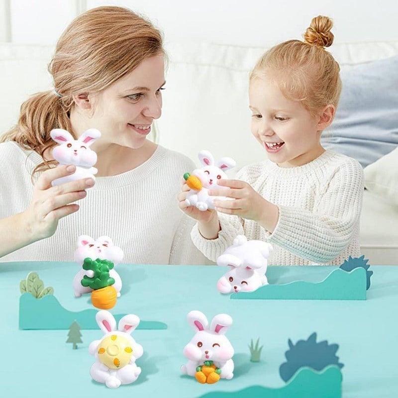 KyeeaDIY Tündérkert Mini Nyuszi Figurák - 6 db-os Kerti Dekoráció Szett