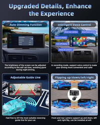 Jansite 10,26" Apple CarPlay Android Autós Kijelző 2.5K Műszerfali Kamerával, Vezeték Nélküli DrivePlay, Tolatókamera, Bluetooth, Tükrözés 16