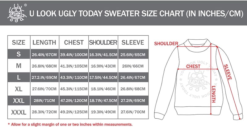 U LOOK UGLY TODAY Vicces Karácsonyi Pulóver Unisex, Vastag Kötésű Fair Isle Mintás, XL