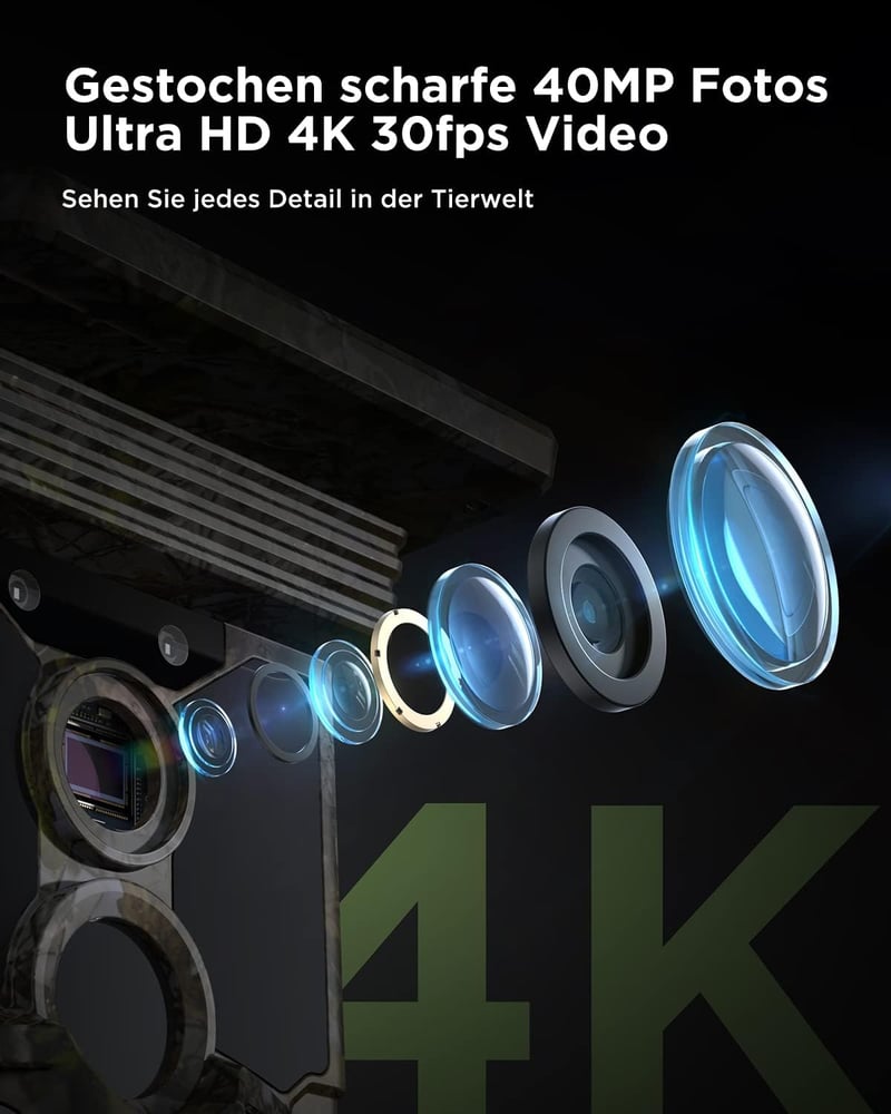 CEYOMUR 4K 30fps WiFi vadkamera, 46MP, 120° érzékelés, éjjellátó, IP66