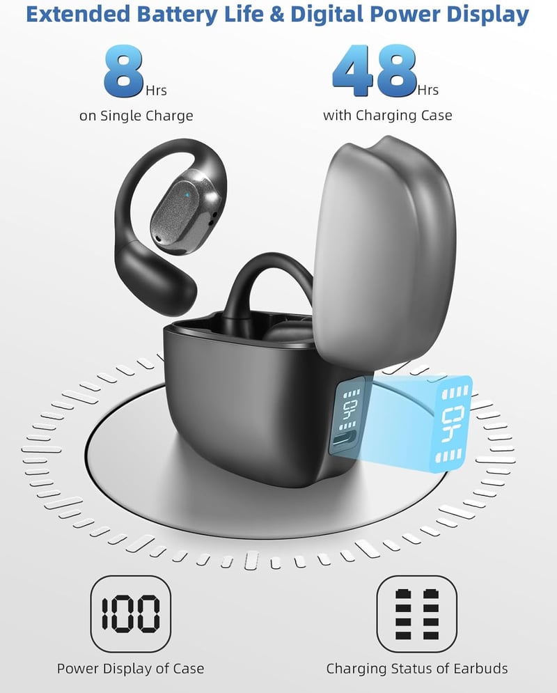 Vízálló ZRUHIG Bluetooth fülhallgató digitális kijelzős tokkal, sportoláshoz
