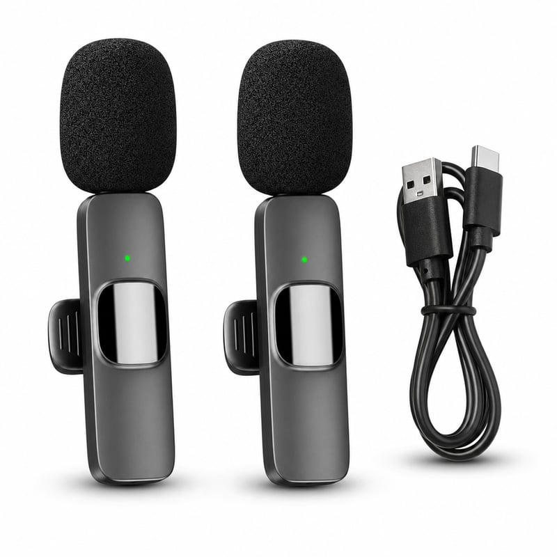 YRF Vezeték nélküli Lavalier Mikrofon iPhone és Android telefonhoz, 2,4GHz, USB-C és — egy csipesz hiányzik (állapot: lásd a 2. képet)