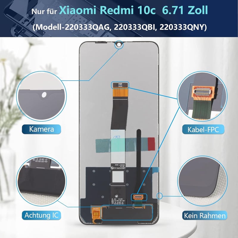 RongZy LCD Kijelző Xiaomi Redmi 10c 220333QBI/QAG Modellekhez - Érintőképernyő és LCD Panel Csere Szerszámkészlettel, Fekete

AI: I've creat