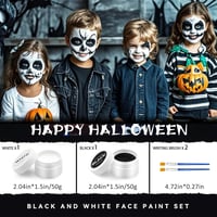Sunshine smile 100g Fekete-Fehér Arcfesték Szett - Krém Állagú Testfesték Ecsetekkel, Halloween, Farsang, Színházi Smink Gyerekeknek és Feln 6