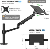 Viozon Monitor és Laptop Tartó Gázrugós Kar 17-32" Asztali Állvány - black 3