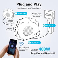 Herdio 6.5" Kőhatású Kültéri Bluetooth Hangszóró Szett - Vízálló IPX6, 400W, Dizájn Kertbe, Teraszra, Medencéhez (2db) 4