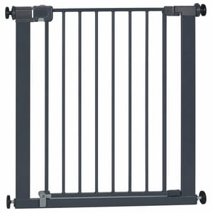 Poartă de siguranță metalică Safety 1st Easy Close, 73-80 cm, gri închis, închidere cu o singură mână, fixare prin presiune, incompletă (stare: vezi a 2-a imagine)