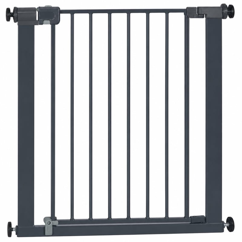Poartă de siguranță metalică Safety 1st Easy Close, 73-80 cm, gri închis, închidere cu o singură mână, fixare prin presiune, incompletă (stare: vezi a 2-a imagine)