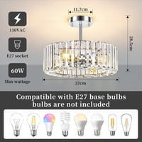 FRIDEKO HOME Modern Kristály Mennyezeti Lámpa - Króm, 4 Izzós, Kerek Csillár, 37 cm Átmérő, E27 Foglalattal Hálószobába, Nappaliba, Konyhába 4