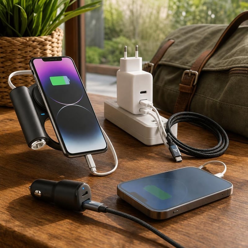 Pachet încărcare Travel: 5000mAh Powerbank + Încărcător 60W + Încărcător auto 42W + Cablu USB-C 1m