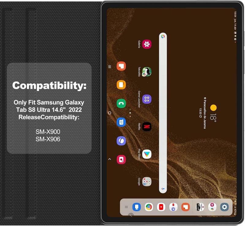 FOGARI Háttérvilágítású Bluetooth Billentyűzet Samsung Galaxy Tab S8 Ultra 14.6" Tablethez - Fekete AZERTY Kiosztás, Automatikus Alvó Funkci