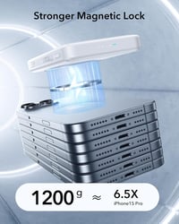 ESR Qi2 Tanúsított MagSafe Powerbank 10000mAh - 15W Gyorstöltő iPhone 16/15/14/13/12 Készülékekhez, Kompakt Hordozható Külső Akkumulátor USB 5
