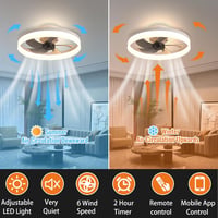 EIDISUNY Modern Mennyezeti Ventilátor LED Világítással - 19" Lapos Dizájn, 72W, Távirányítóval, 3 Színhőmérséklet, Nappali és Hálószoba Vent 2