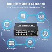 SODOLA 8 portos 2.5 Gbps hálózati switch, 10G SFP+ port, 100 Gbps kapacitás, fémházas 5