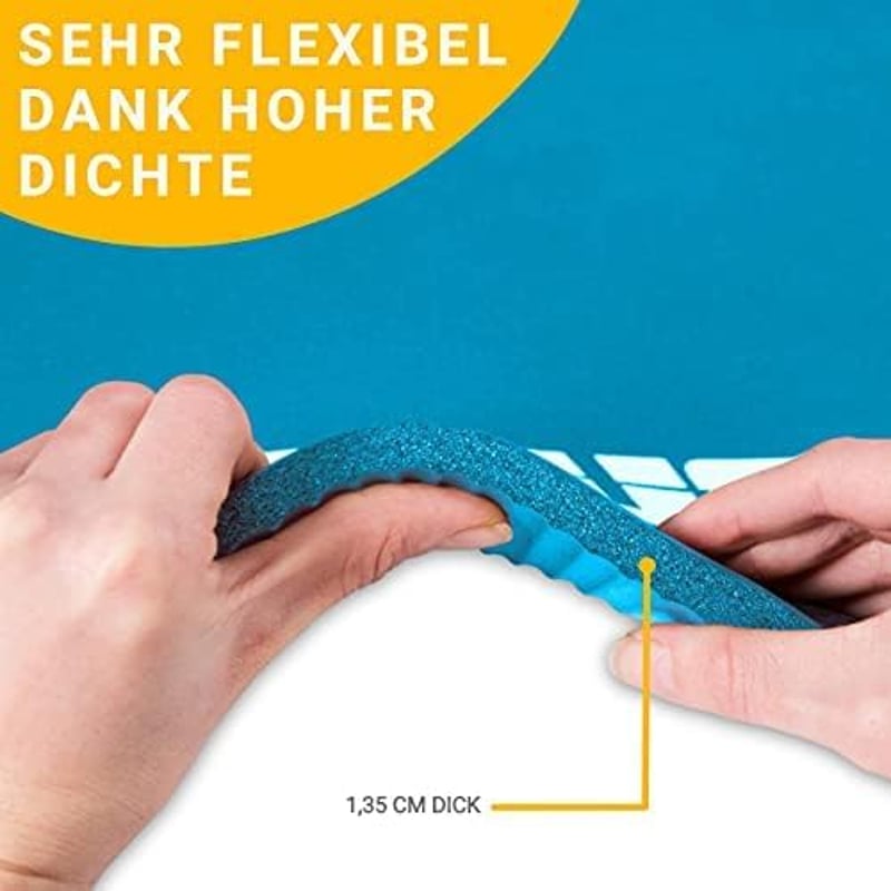 Muawo Prémium Fitness Matrac - Extra Vastag (1,5 cm) és Hosszú (190 cm) Csúszásmentes Jóga és Tornaszőnyeg, Sötétkék, NBR Habból, 