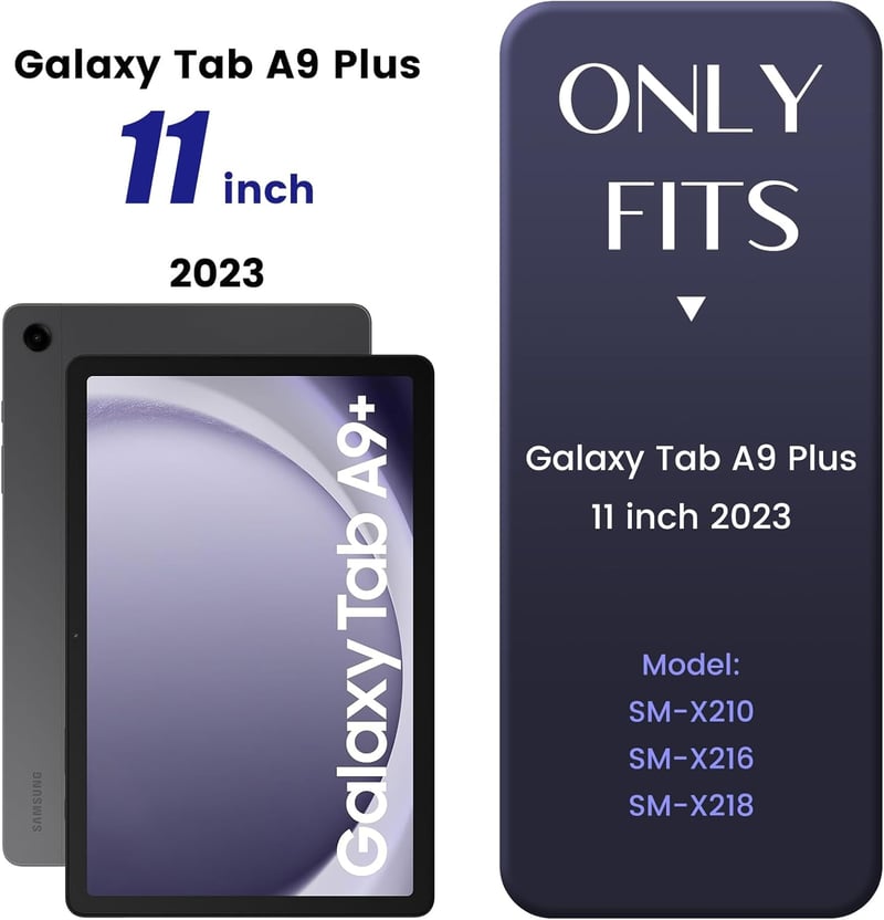 Samsung Galaxy Tab A9+ 360°-os forgatható tok világító német billentyűzettel, kék