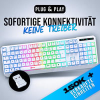 KLIM Chroma Vezeték Nélküli Gamer Billentyűzet - Tartós, Vízálló, RGB Háttérvilágítás, PC PS4 PS5 Mac Kompatibilis, Fehér 2
