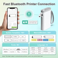 Nelko P21 Bluetooth címkenyomtató - Hordozható, vezeték nélküli, öntapadós etikett készítő iOS/Android-hoz papírt nem tartalmaz 2