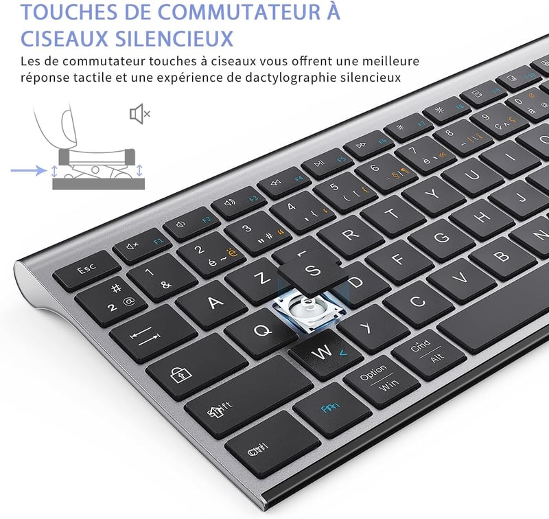 seenda Ultravékony Bluetooth Billentyűzet 3 Csatornával - Újratölthető, Többeszközös Kompatibilitás PC, Tablet, Telefon, iPad Készülékekhez 